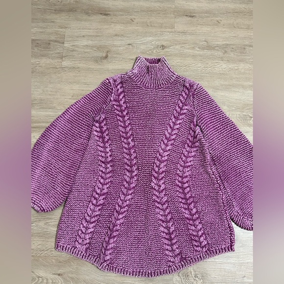 Free People Purple Turtleneck Sweater Dress Size M (Mabel Gravity Falls Vibe) - Picture 3 of 7